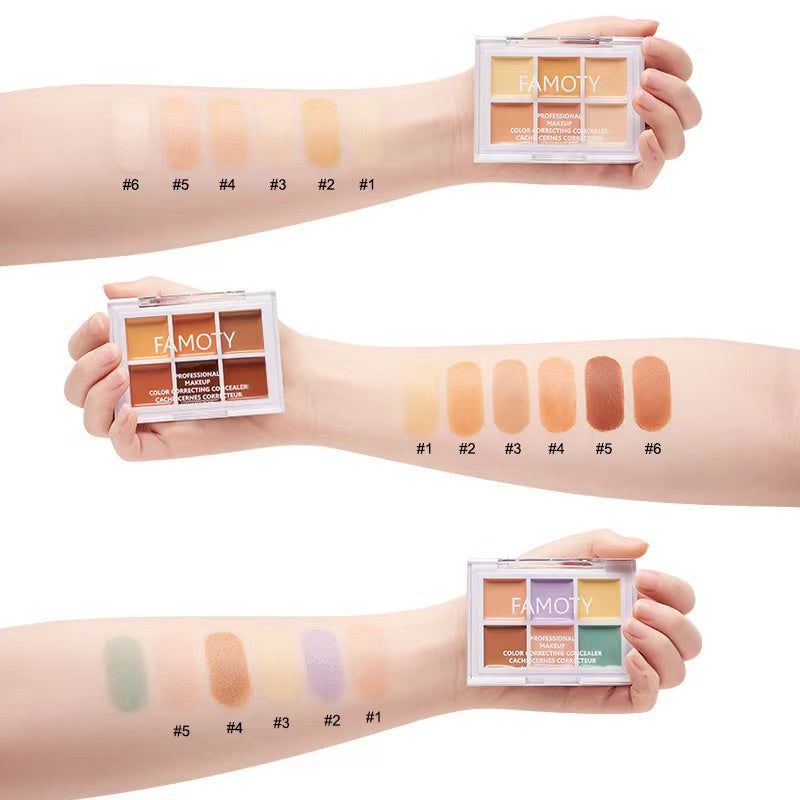 A3-008 Six Color Makeup Concealer Artist Concealer Palette 6-in-1 Full Coverage Color Correcting Cream