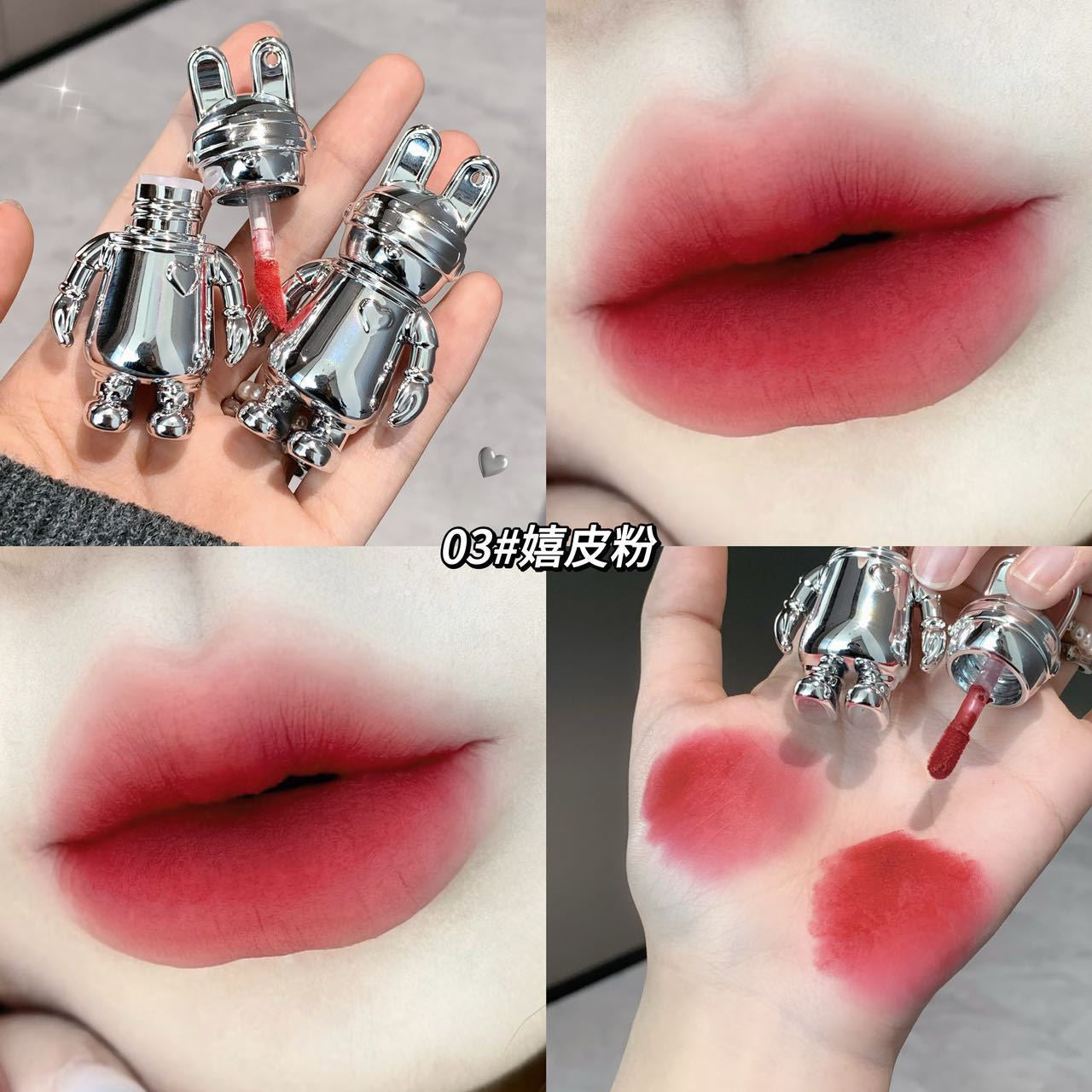 B3 Cool Silver Rabbit Lip Glaze Matte Non-stick Cup Lip Mud