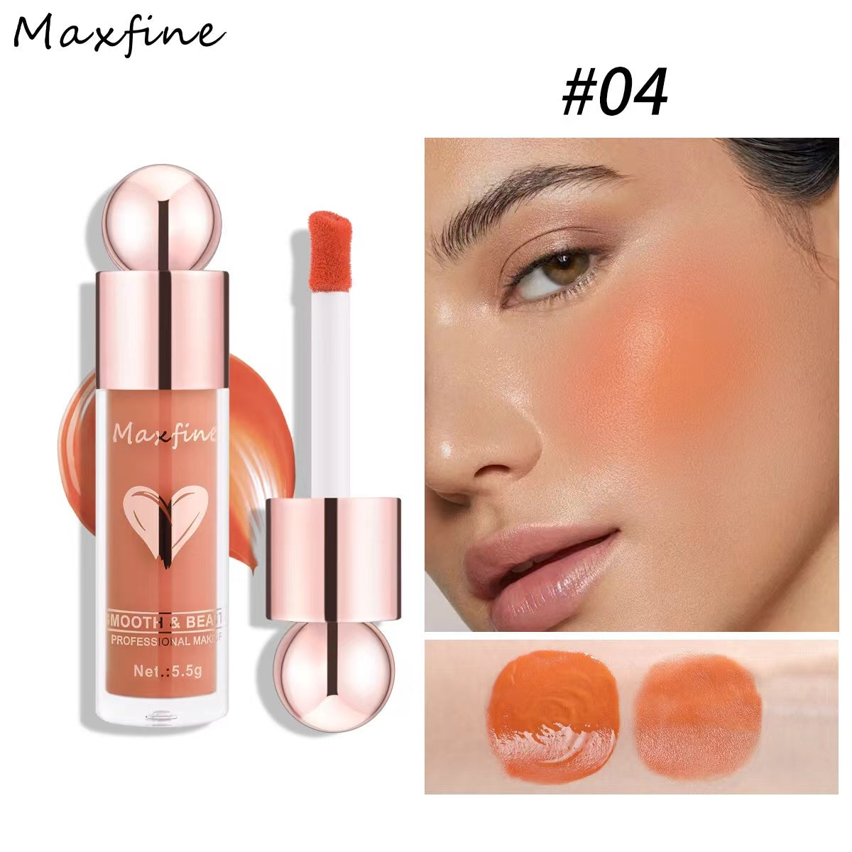 A3-006 Liquid Blush Cute Heart Metal Blush