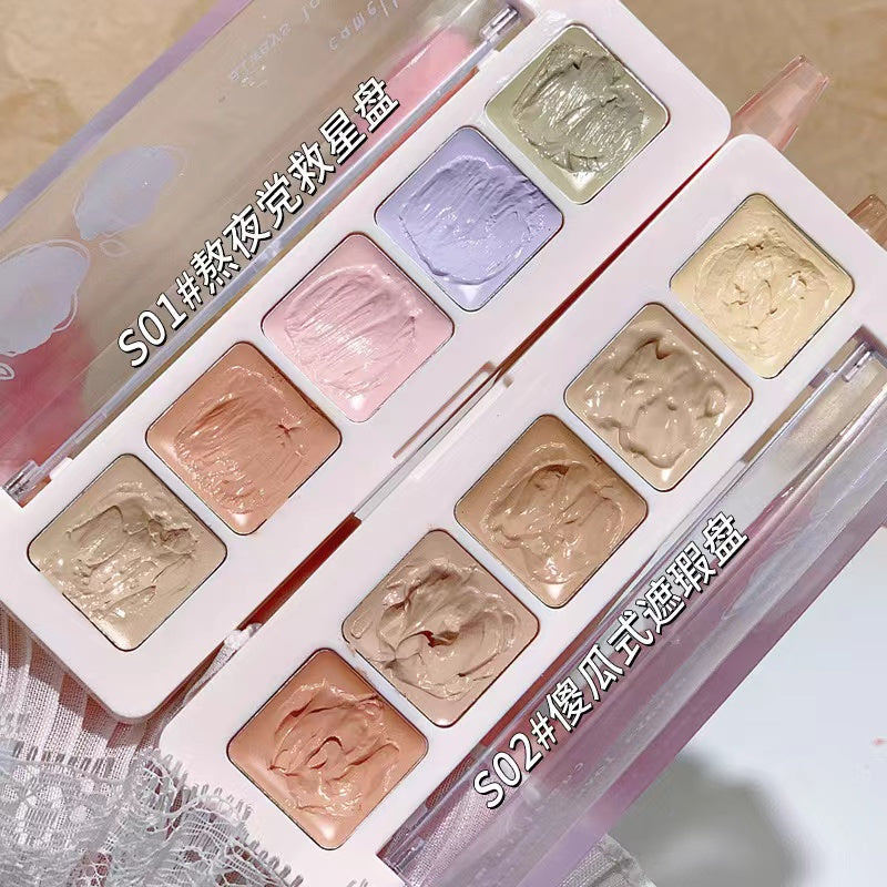 A5-006 Aritist Makeup Beauty Five-color Concealer Six Color Makeup Concealer Artist Concealer Palette 5-in-1 Full Coverage Color