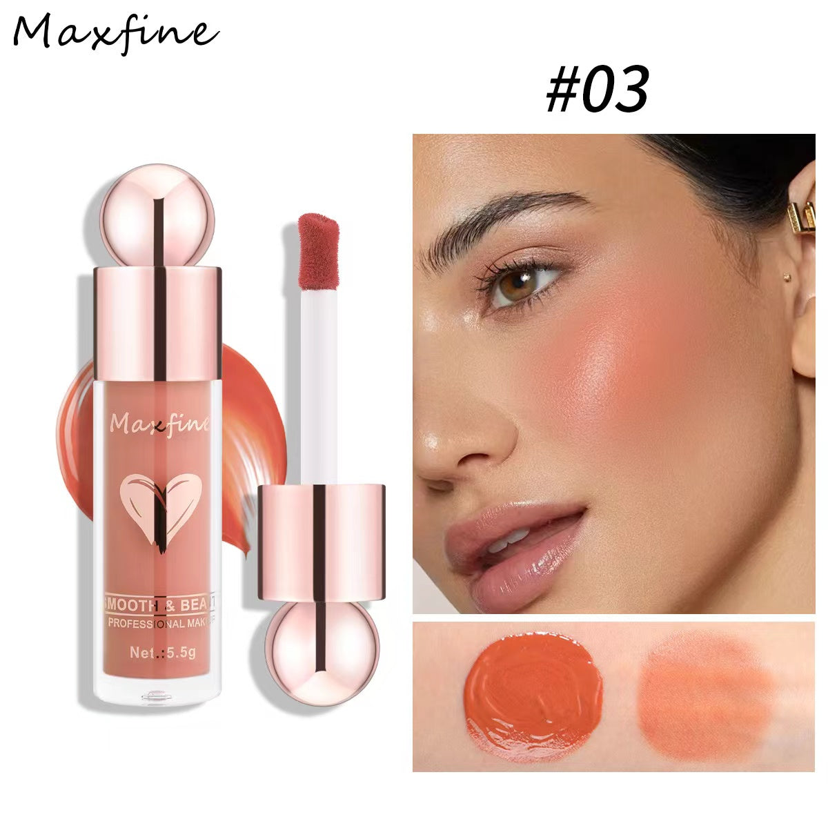 A3-006 Liquid Blush Cute Heart Metal Blush