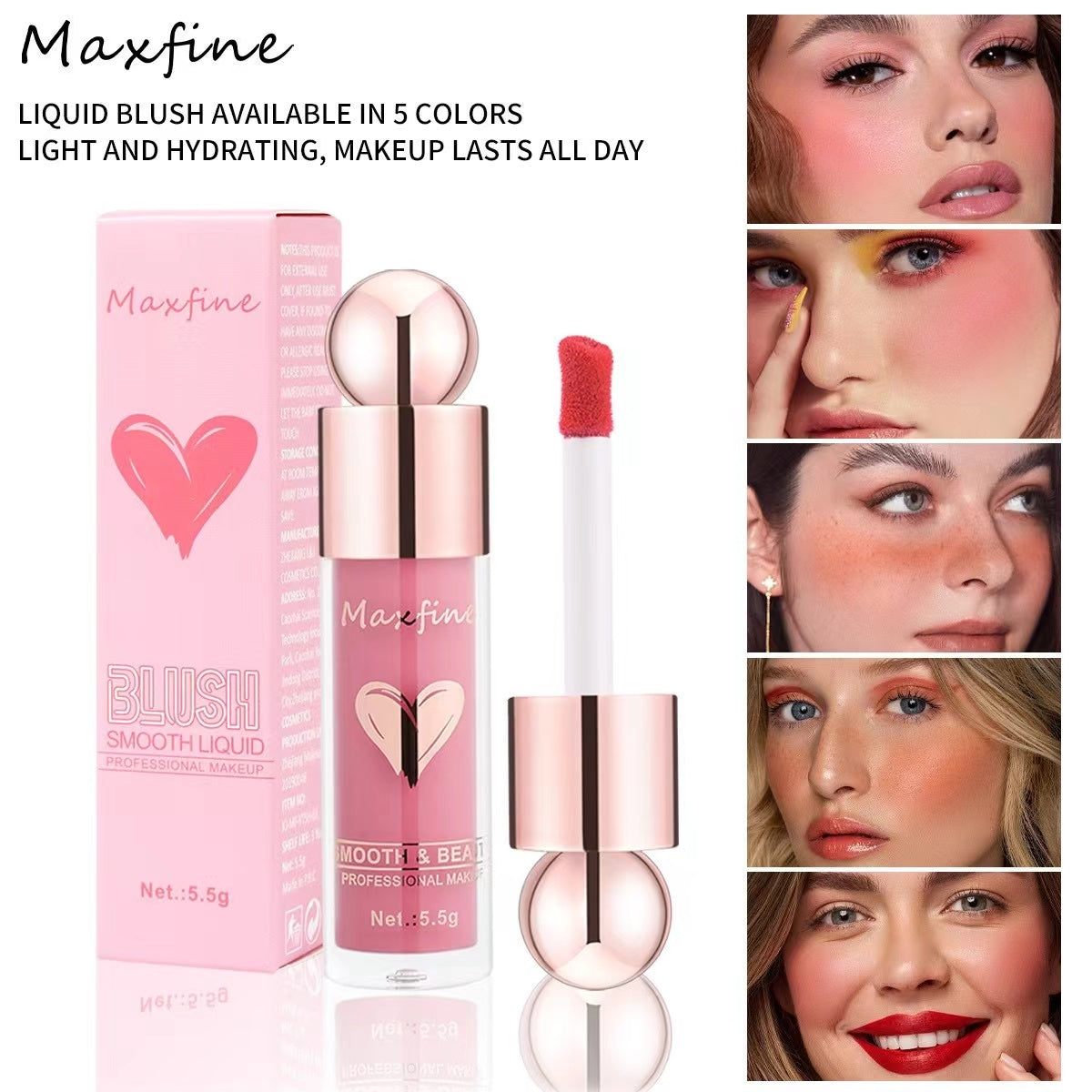 A3-006 Liquid Blush Cute Heart Metal Blush