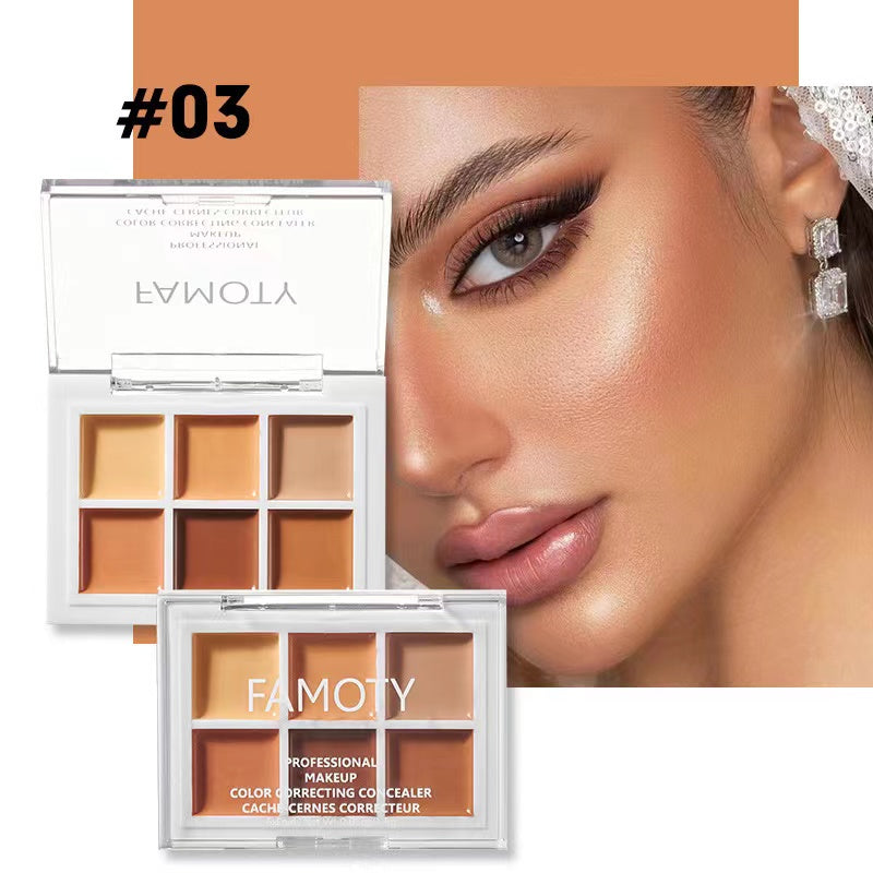 A3-008 Six Color Makeup Concealer Artist Concealer Palette 6-in-1 Full Coverage Color Correcting Cream