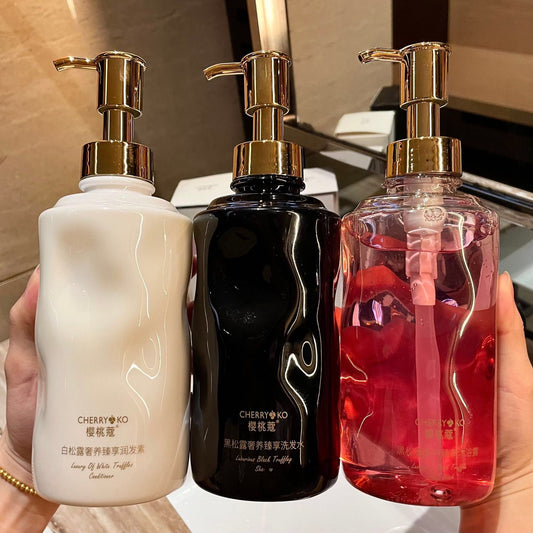 J1-009 Black Truffle Oil Control Fluffy Shampoo Nourishing and Smooth Conditioner Long-lasting Fragrance Shower Gel Wash and Care 500ml
