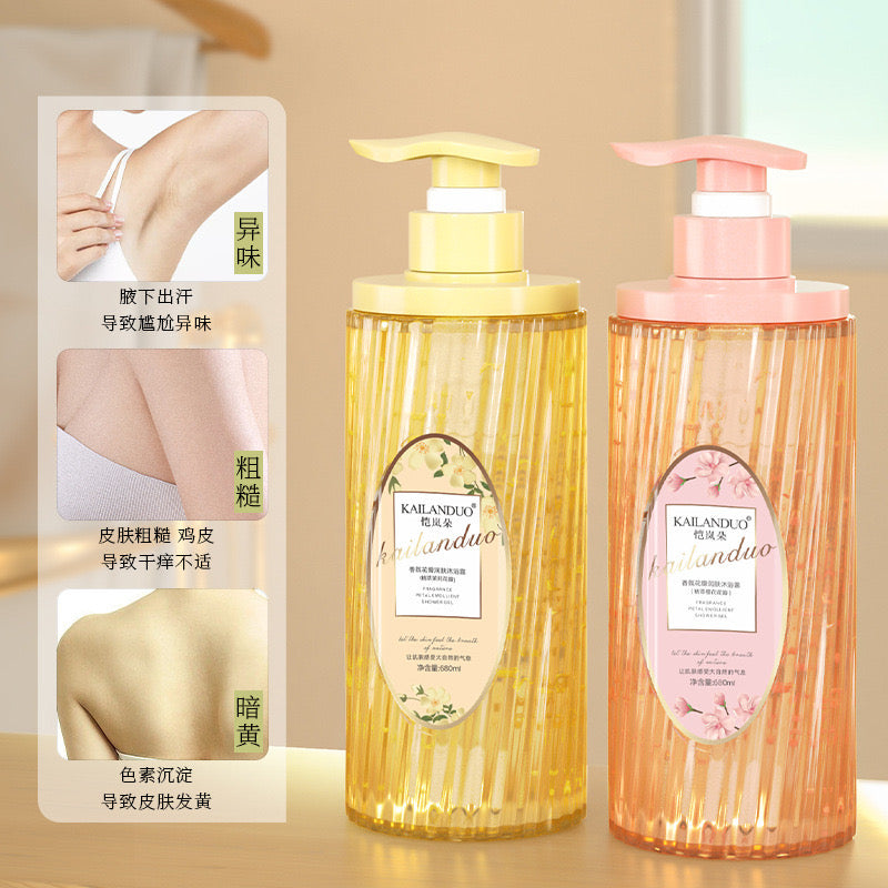H1-010 Petal Anti-mite Perfume Shower Gel With Large Capacity and Long-lasting Fragrance Fresh Floral Fragrance 680ml