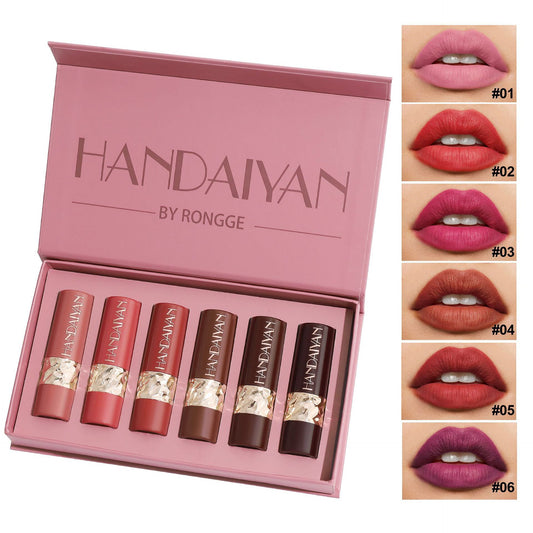 B142 Han Daiyan's 6-pack Matte Mouth Red Set Is Easy  To Color