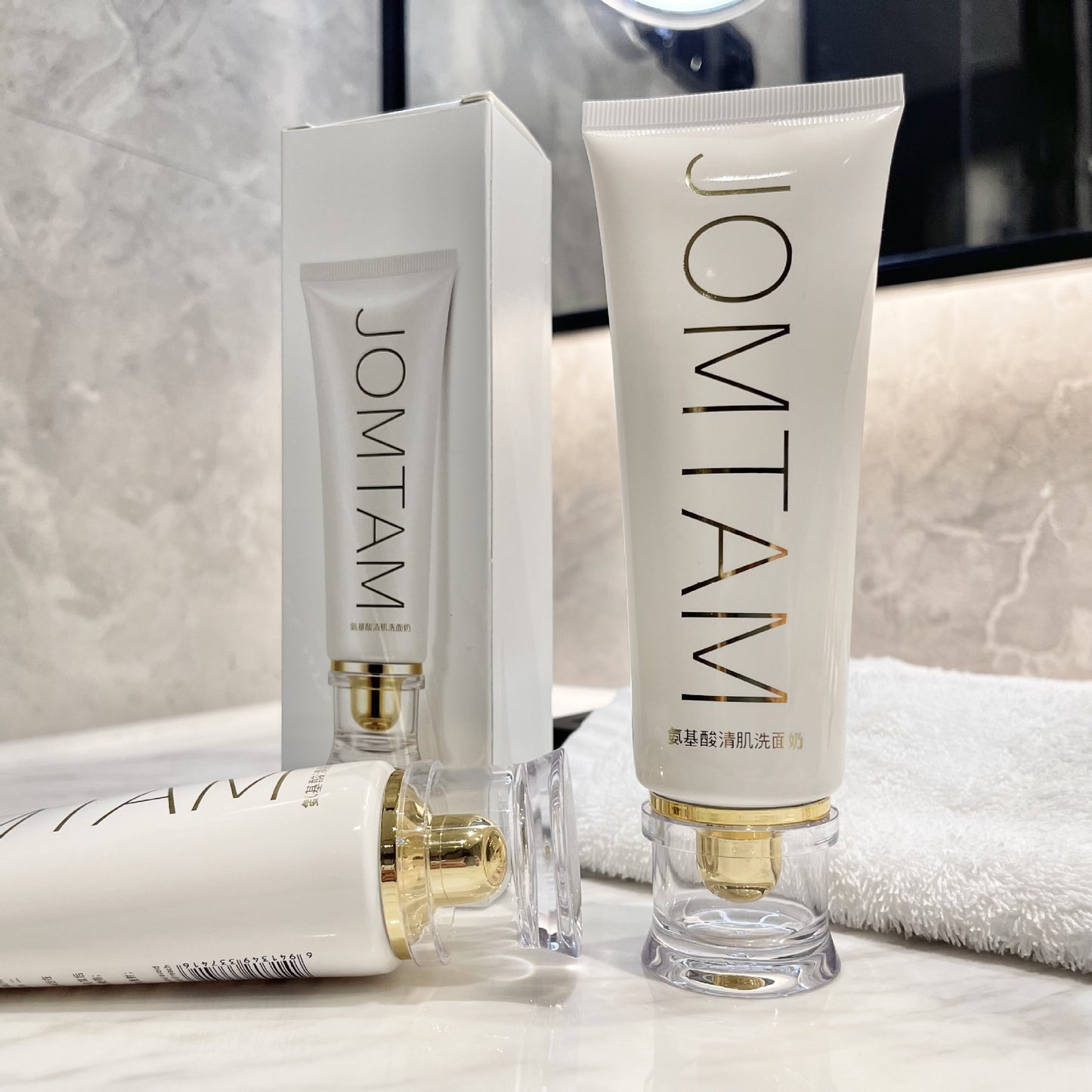F1-009 JOMTAM Amino Acid Cleanser Deep Cleansing Oil Control Moisturizing Whitening Small White Tube Niacinamide Facial Cleanser 100g
