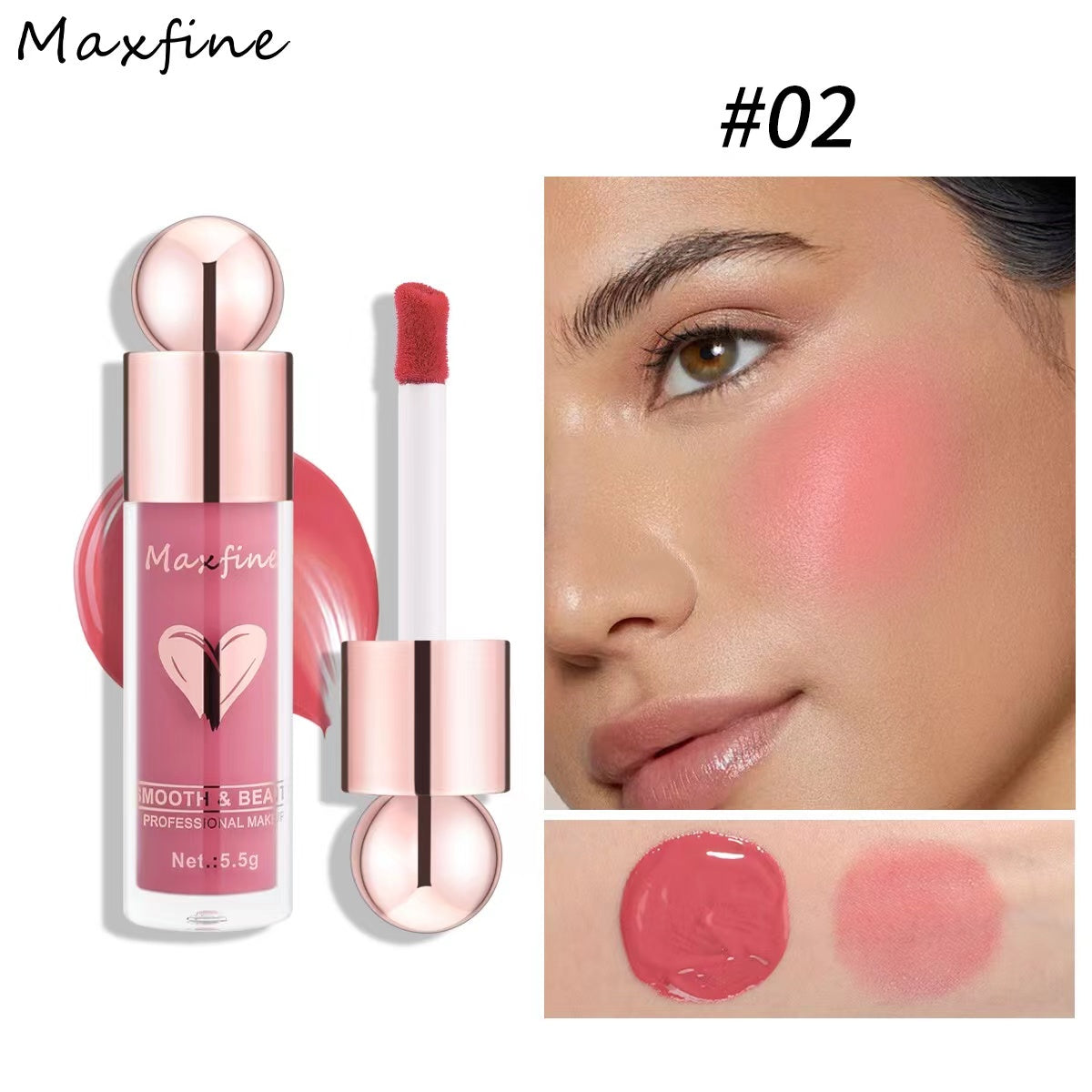 A3-006 Liquid Blush Cute Heart Metal Blush