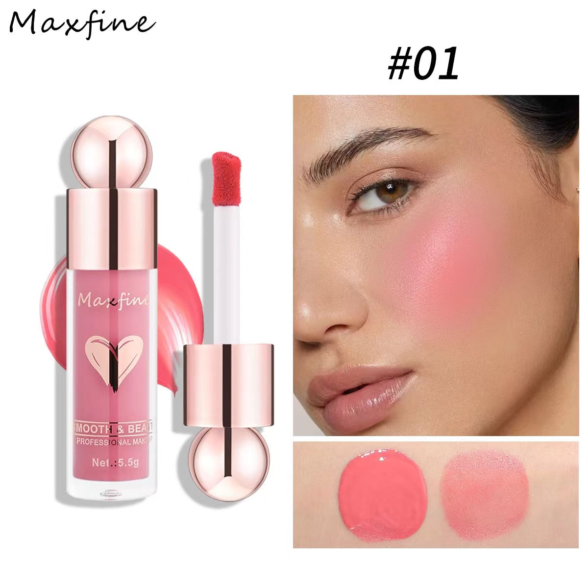 A3-006 Liquid Blush Cute Heart Metal Blush