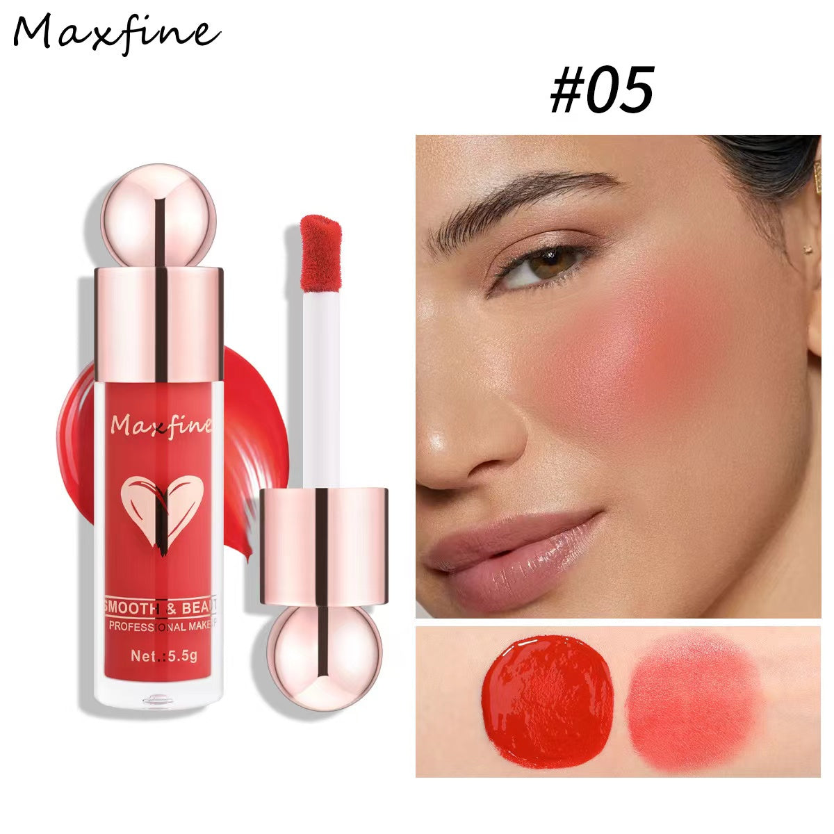 A3-006 Liquid Blush Cute Heart Metal Blush