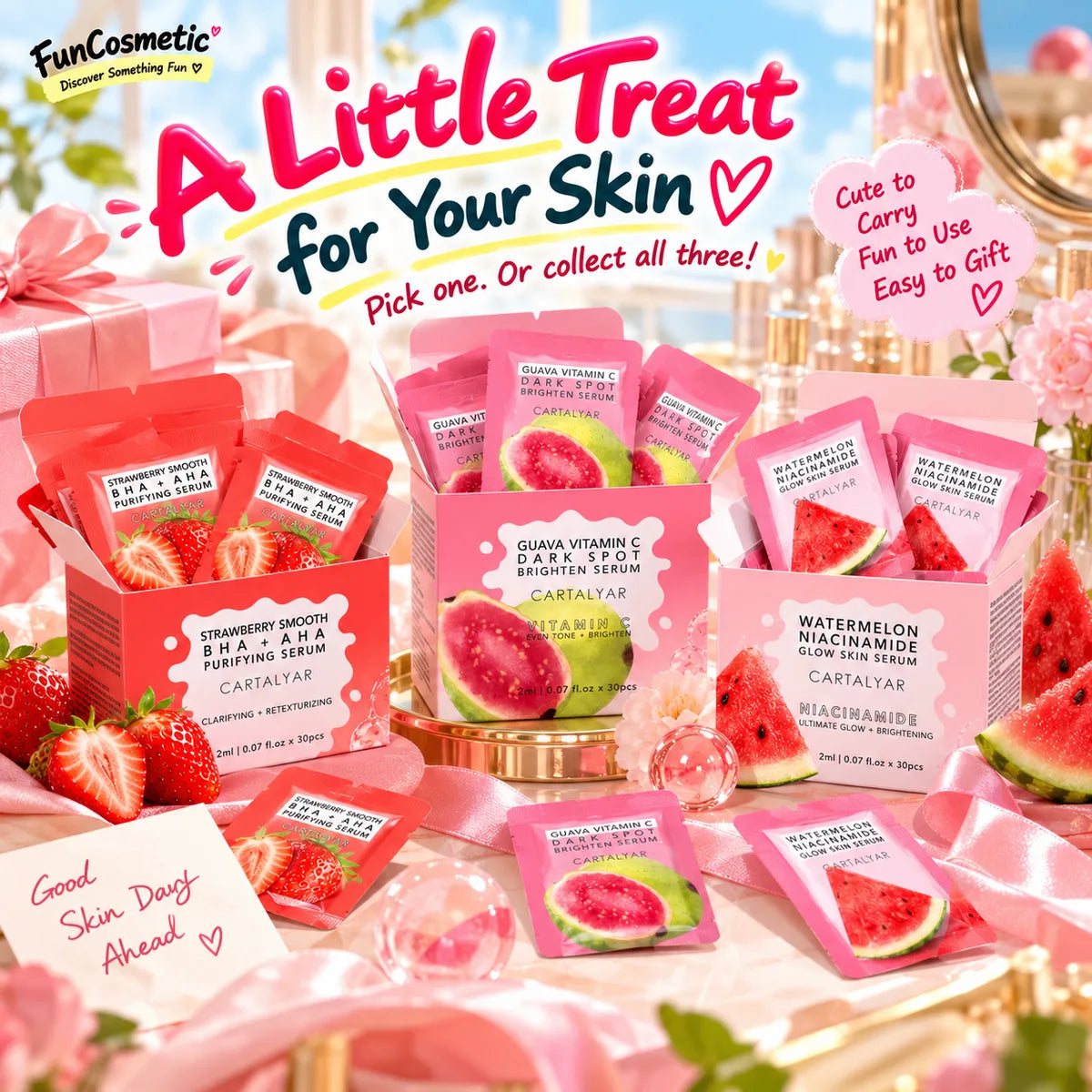 Fruity Single-Use Face Serum Packs