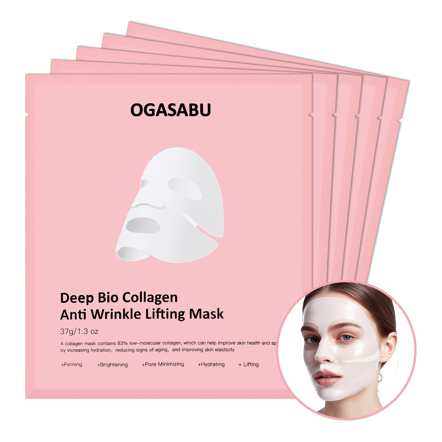 OGASABU Deep Bio Collagen OVERNIGHT Facial Mask 5 pcs