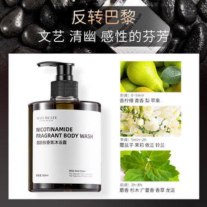 H1-012 Niacinamide Fragrance Shower Gel  Long-lasting Fragrance  Full Body Moisturizing  Large Capacity 500ml