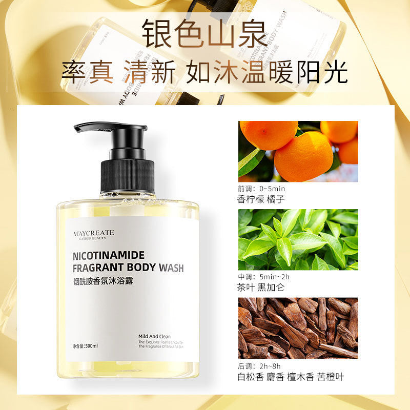 H1-012 Niacinamide Fragrance Shower Gel  Long-lasting Fragrance  Full Body Moisturizing  Large Capacity 500ml