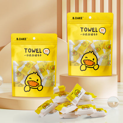 Yellow Duck Compressed Towel