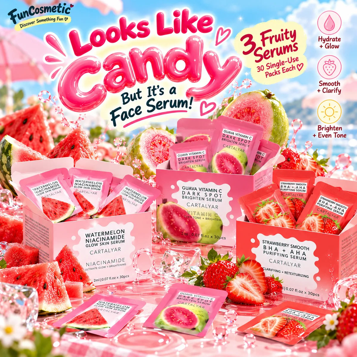Fruity Single-Use Face Serum Packs